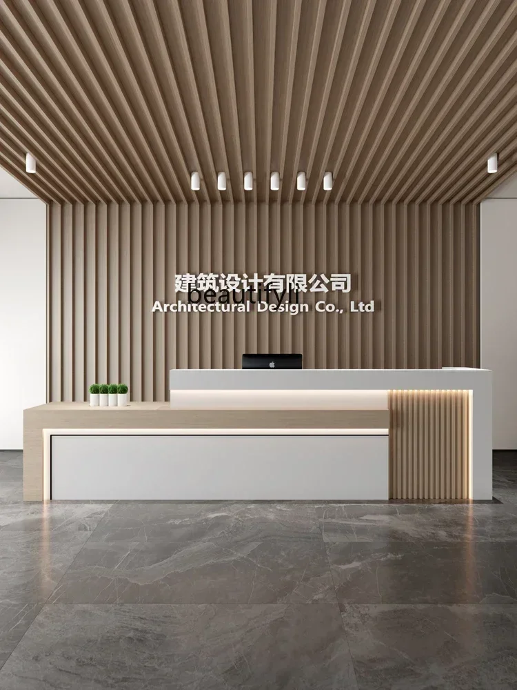 zg185Modern Minimalist Hotel Lobby Sales Department Reception Desk Chinese Cashier Desk Beauty Salon Training Institution Front