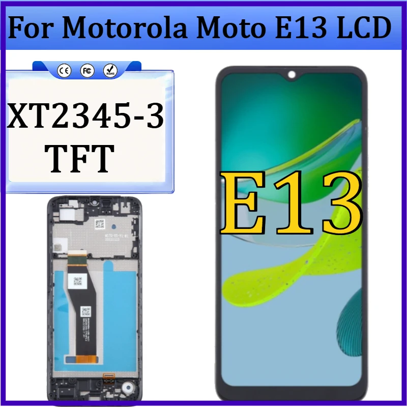 New TFT LCD For Motorola Moto E13 LCD Touch Screen Digitizer Assembly Replacement Display XT2345-3 LCD With Frame