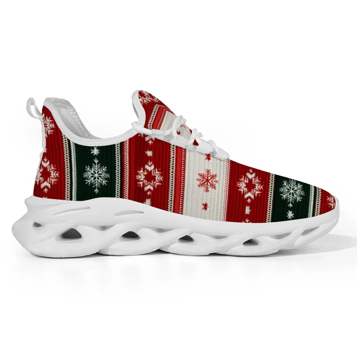 

Color-block Christmas Tree with Simple Line Patterns Festive Atmosphere Lace-up and Hollowed-out Soft Sole Casual Sports Shoes
