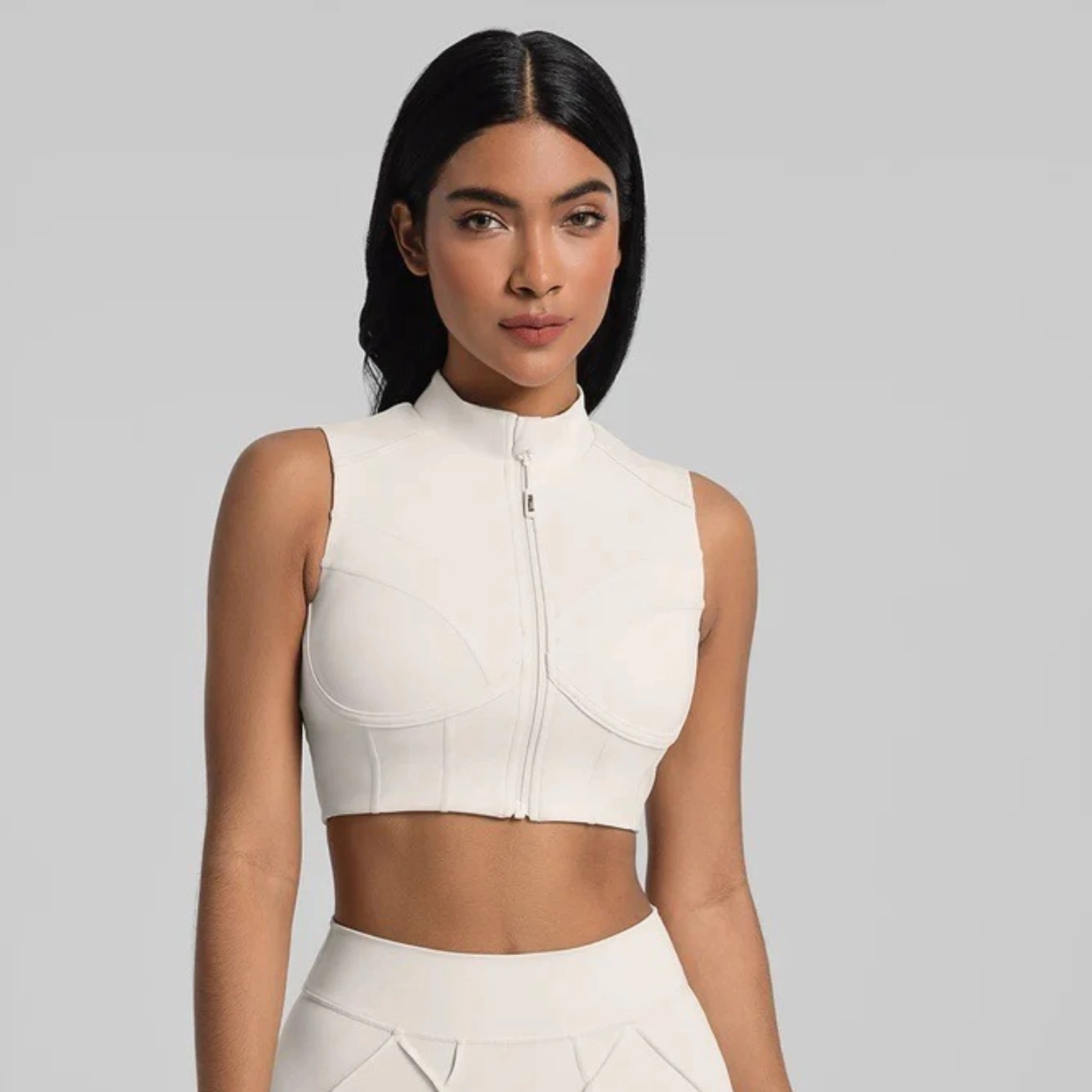 

Customized LOGO women's new zipper-type removable chest pad I-shaped vest fitness running outside yoga bra