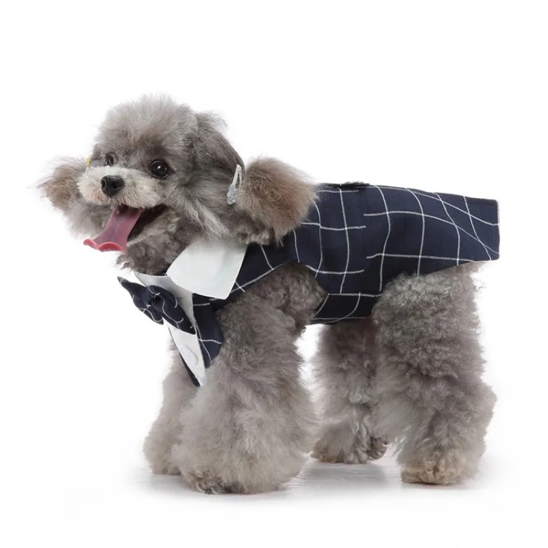 

Spring Summer Pet Dog Tuxedo Suit Puppy Wedding Outfit Formal Male Dog Shirt with Bow Tie Elegant Pets Clothing for Small Dogs P