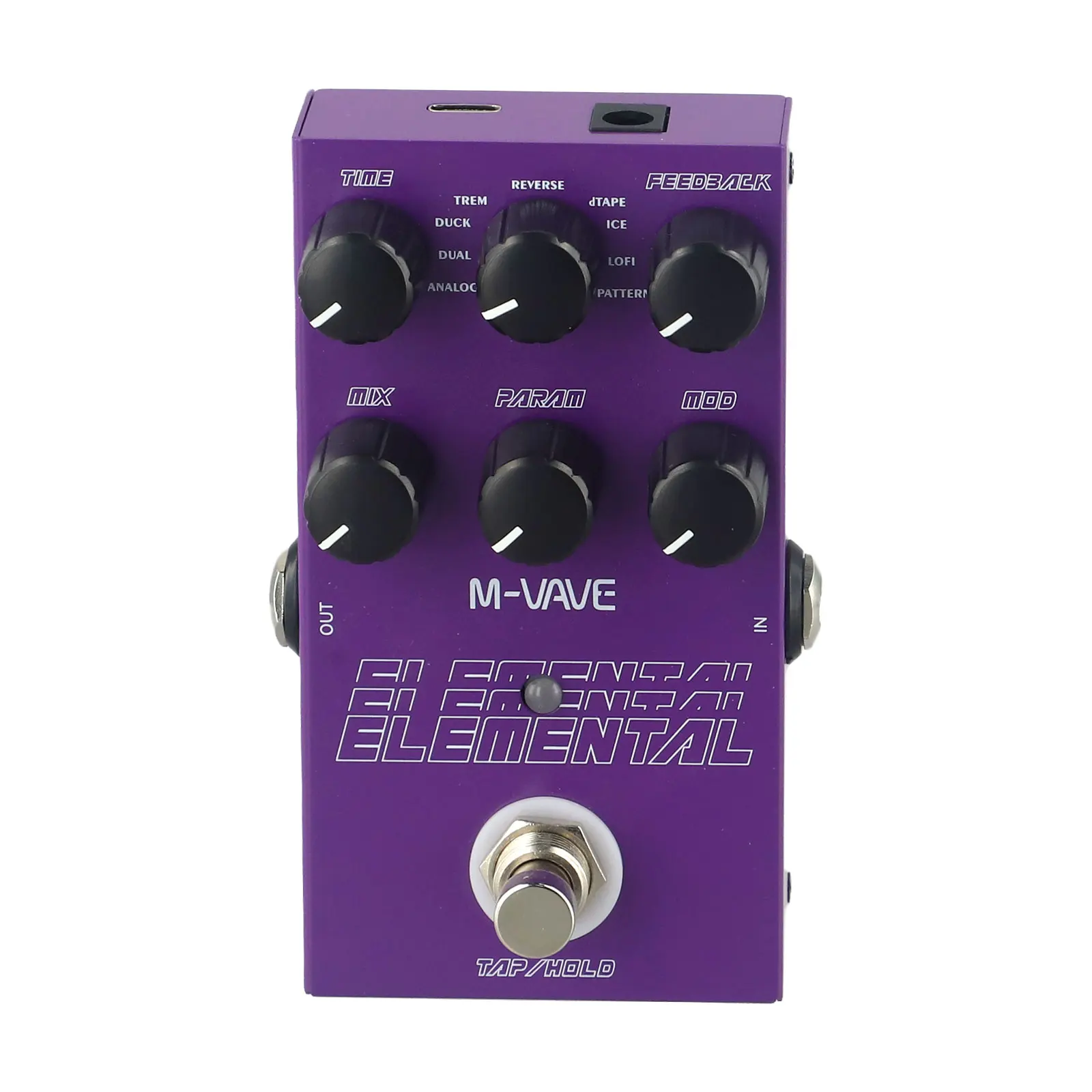 Creative Potential with Elemental Digital Guitar Delay Pedal; Offers 9 Effects Supporting Both For TAP & HOLD Functions