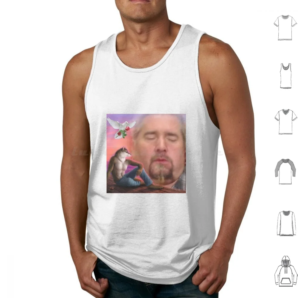 Guy Fieri With Wolf Meme Tank Tops Vest Sleeveless Meme Shitpost 4chan Reddit Lmao Ironic Internet Funny Tumblr Instagram