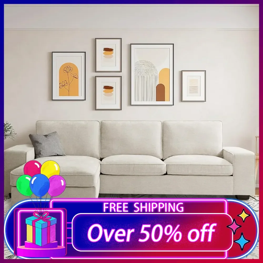 

99“ Convertible Sectional Sofa,L Shaped Couch,Multi-Functional Reversible Sofa with USB and Type-C Charging Ports, Storage Space