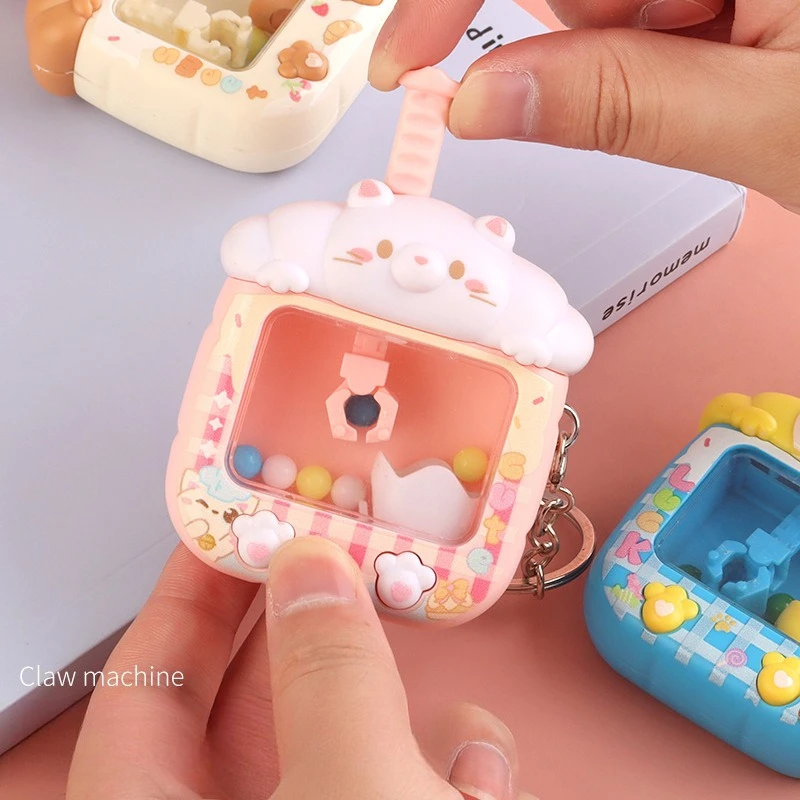 Mini Claw Machine Keychain Tiny Arcade Games Pendant Funny Finger Toys Gifts for Bag Backpack Charm view 4