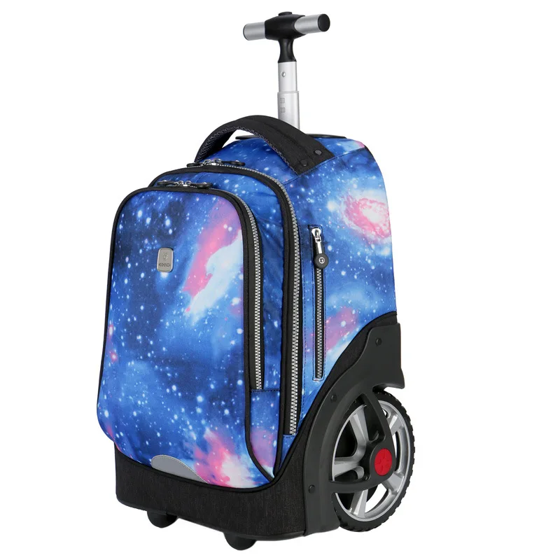 

Large Wheel Trolley Backpack Waterproof, Big Capacity School Bag with Stair-Climbing Wheels for Students