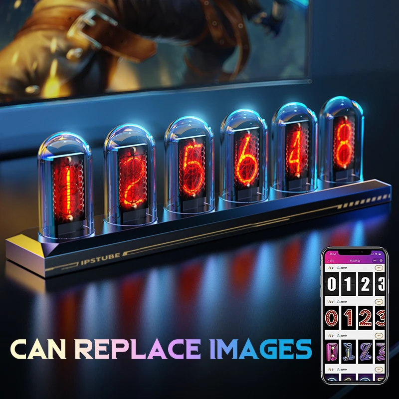 

Часы Nixie Tube, IPS, ретро, светящиеся аналоговые часы, "сделай сам", цветной IPS экран, цифровые электронные настольные часы RGB, Декор, подарок для парня