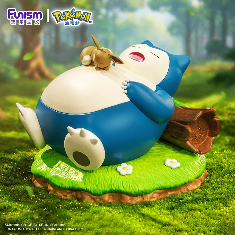 포켓몬 애니메이션 액션 피규어 Snorlax 및 Eevee 오리지널 홈 데스크탑 컬렉션 모델 장식품 휴일 선물 어린이 장난감