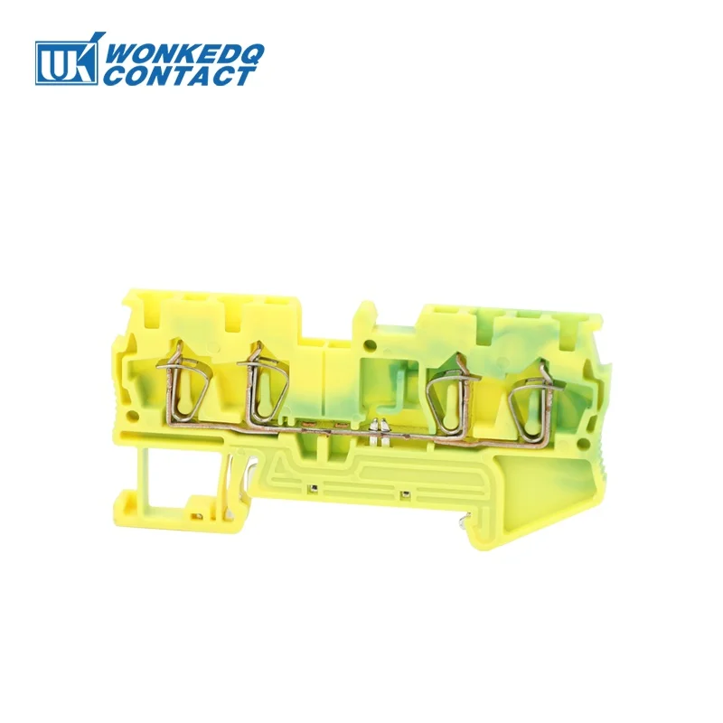 ST2.5-QU-PE Earthing Spring Cage Terminal Block Connector 2-in/out 2.5mm² Electric Ground Mount on Din Rail ST 2.5-QUATTRO