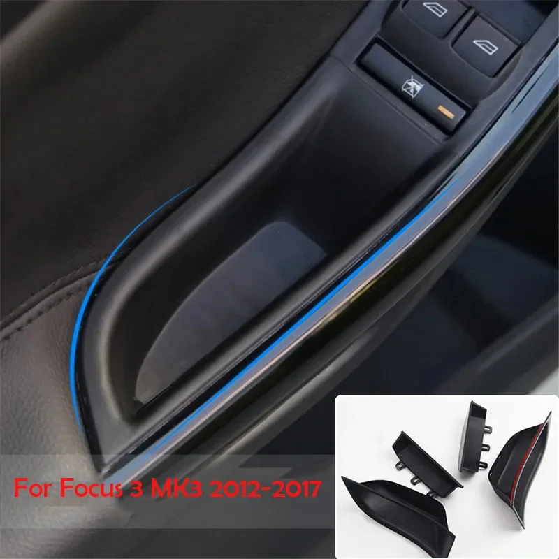 Car Accessories Front Rear Door Handle Armrest Storage Box Container Stowing Tray Pallet Case For Ford Focus 3 MK3 2012-2017