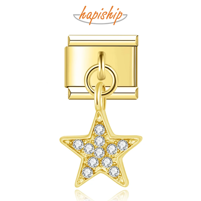 Hapiship 2025 Wholesale Fashions Romantic Flower Charm Links Fit 9mm Bracelet Stainless Steel Making Women New Jewelry DJ1543