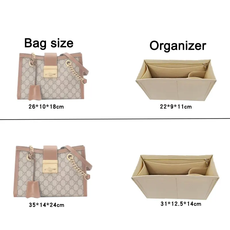 Inner Liner Purse With Zipper Fit For Padlock Shoulder Bag , Insert Organizer For Padlock ,Lining Storage Pouch And Organization