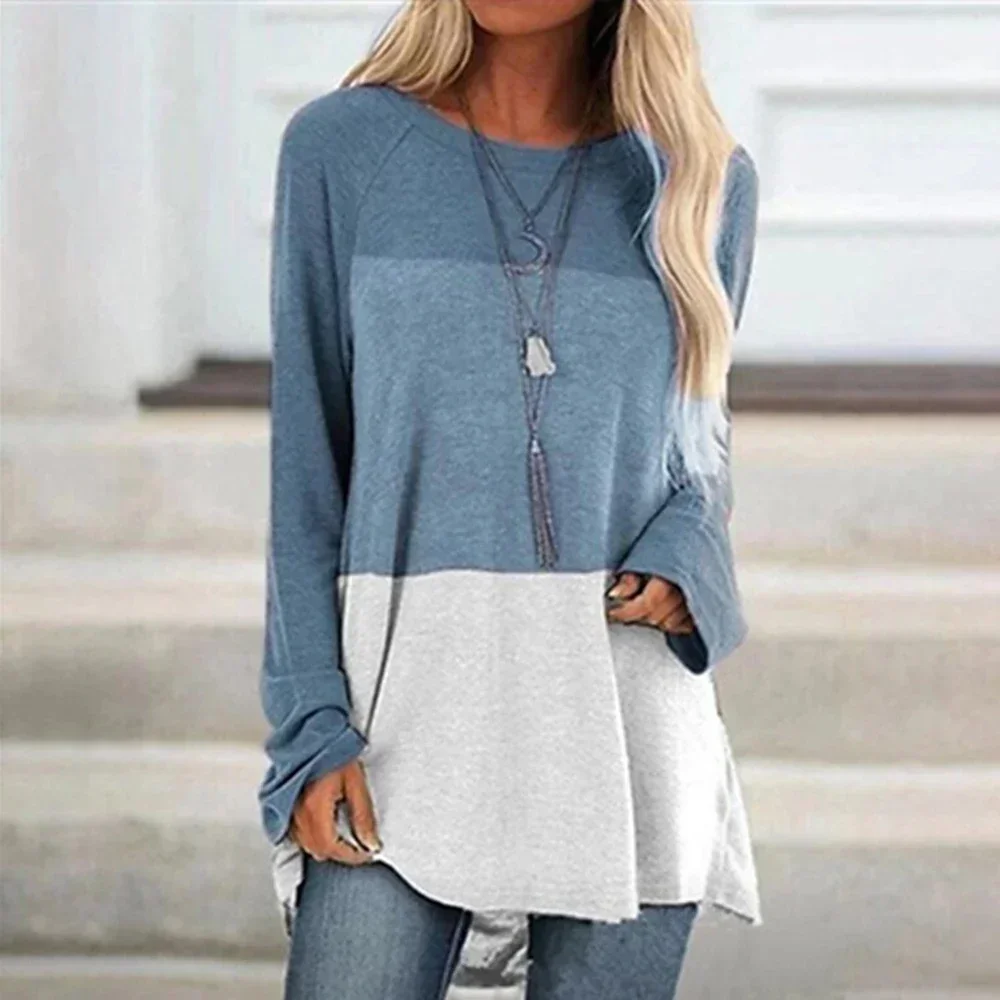 

Dandelion Print Fashion Casual Simple Plus-Size Long Sleeve Loose Women'S Round Neck Top Autumn Bag Hip Long Sleeve T-Shirt