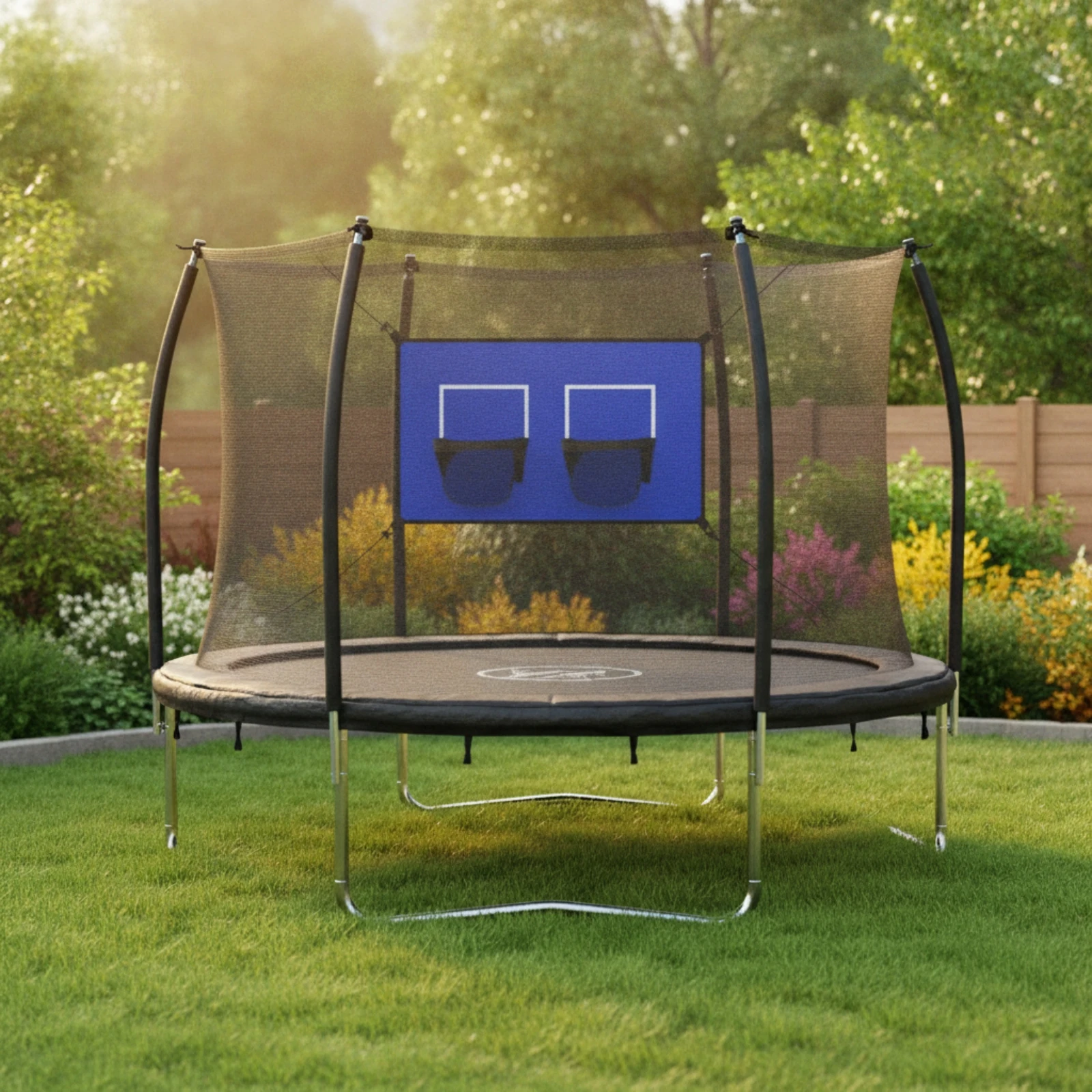 Basketball Target Panel with Hoops Strap-on Trampoline Game Attachment Sports Gear Long-Lasting Toy Long Lasting for Children