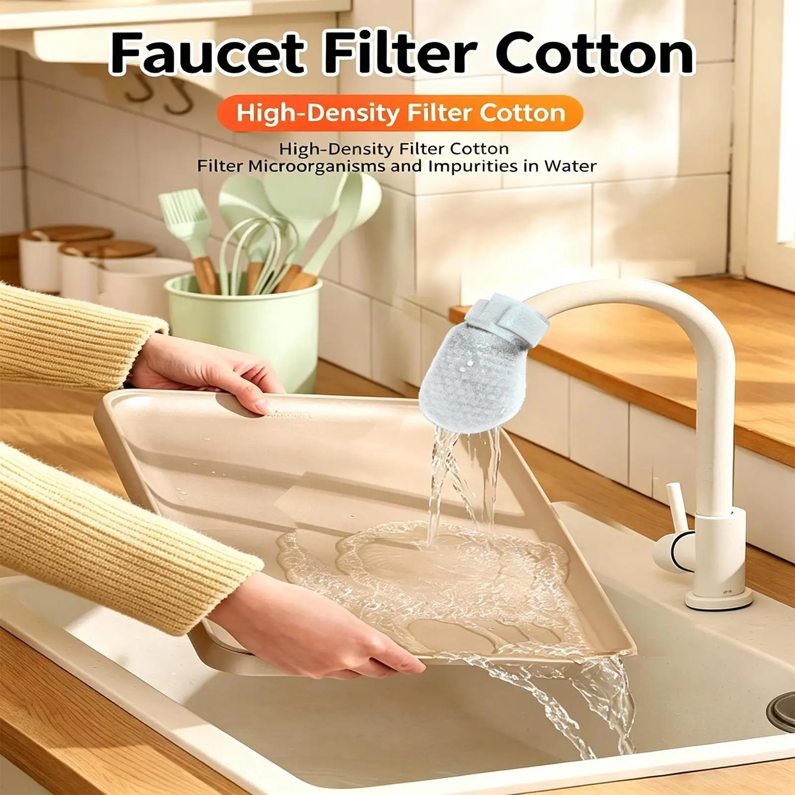 Faucet Filter Cotton Bag 50 Pack Splash Proof Universal Tap Water Purifier Sediment Rust Sand Strainer Bags for Kitchen Bathroom