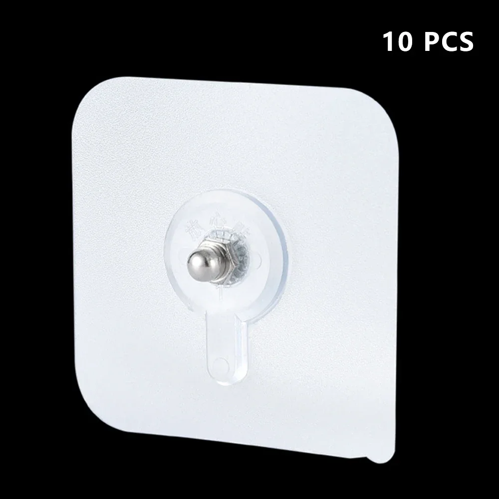 10pcs Self Adhesive Screw Hooks Wall Mount Hangers Transparent Picture Nail Photo Screw Sticker 6-16mm Kitchen Bathroom No-drill