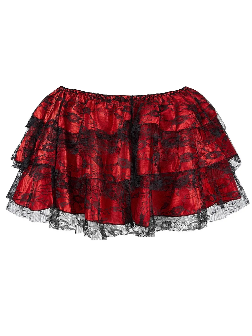 Damenrock aus Spitze, Blumenspitze, Netzstoff, Tüll, Mini-Gothic, mehrlagig, gerüscht, passendes Korsett, Vintage-Burlesque-Kostüme – Detail 4