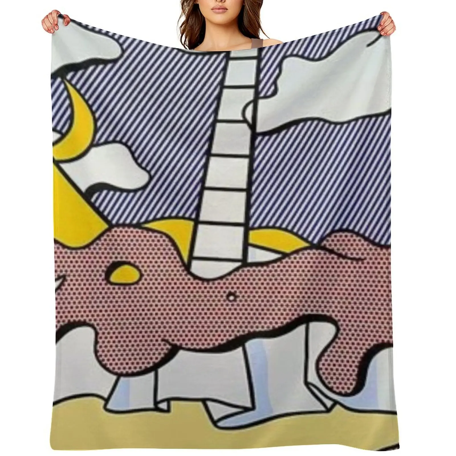 

Nude on beach by roy lichtenstein Throw Blanket Loose Picnic Soft Soft Plaid Blankets