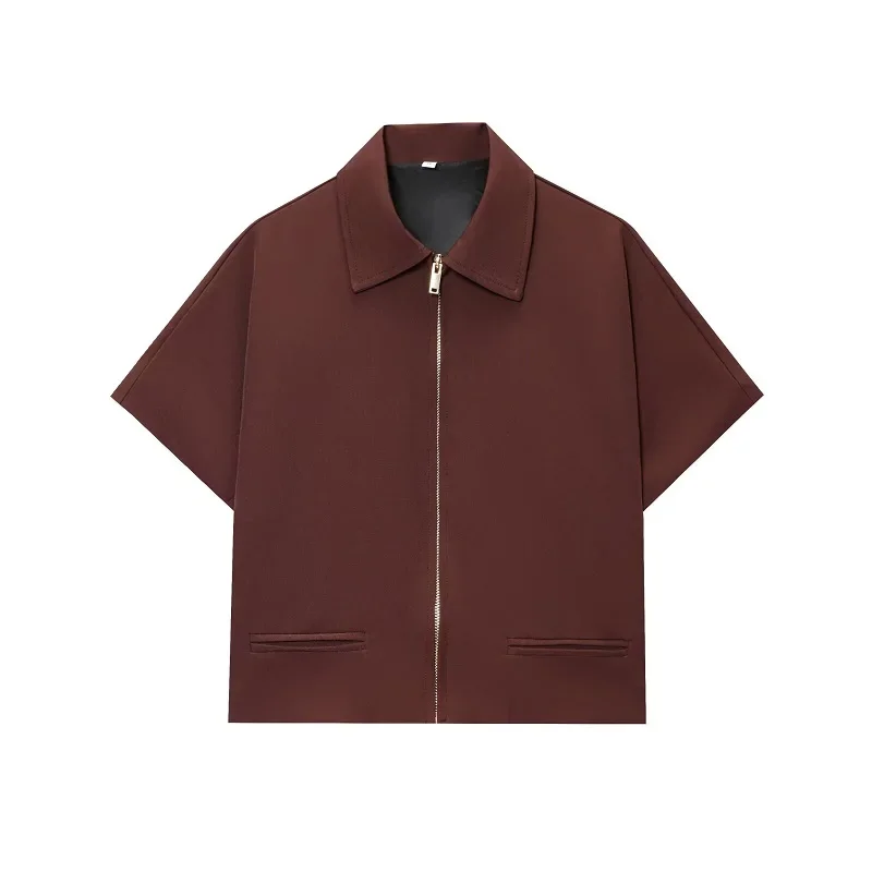 MUJER Cropped damesjack Varsity-jassen met korte mouwen voor dames Zomer met ritssluiting Nieuw in jassen en jacks Vakantie-outwears - afbeelding 1