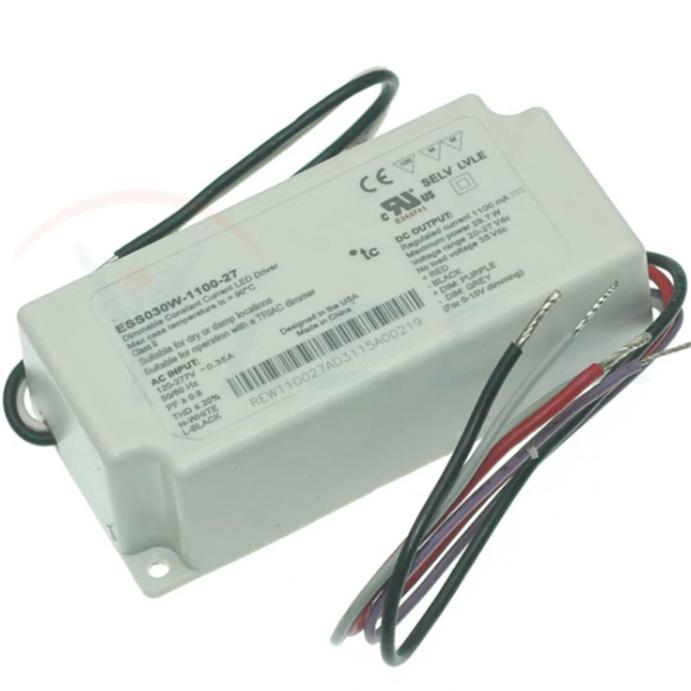 

Dimmable Constant Current LED Driver For ERP Power LLC ESS030W-1100-27 20-27V 1100mA