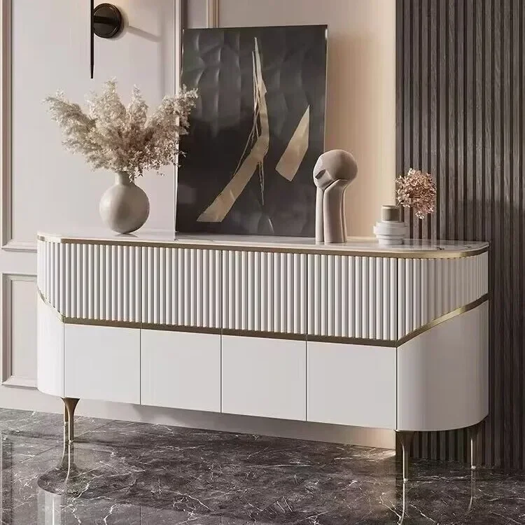 Luxury Kitchen Sideboard High Quality Rock Plate Countertop Design Italian Style Buffet Furniture Living Room Display Cabinet