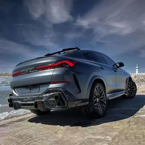 BMW X6 G06 2019 + 탄소 섬유 자동차 후면 범퍼 디퓨저 후면 스플리터 스포일러 백 립 션트 L 스타일 바디 키트