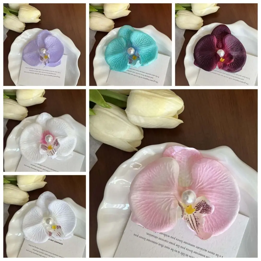 Заколка для волос с цветком сладкой орхидеи в богемном стиле, жемчужная бабочка, орхидея, заколка для волос в тайском стиле, зажим в виде утконоса, женская боковая заколка, летняя