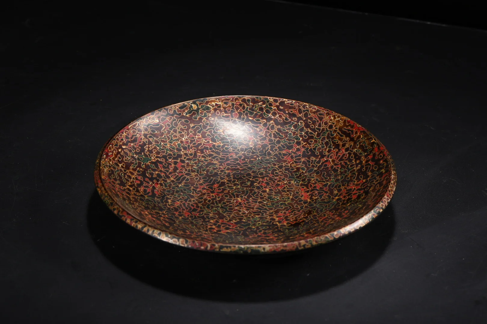 Old Wood Lacquerware Painted Rhinoceros skin texture floral pattern Plate screen Reward Plate Amass wealth Ornaments