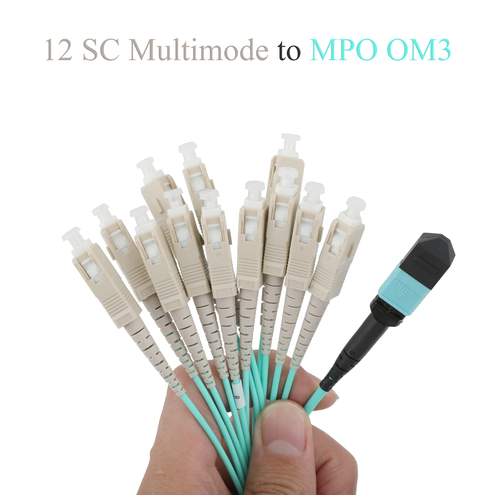 10G متعدد الأوضاع 12-Core MPO/PC إلى 12SC OM3 كابل تمديد الألياف 1M/3M/5M/10M/15M/20M سلك تصحيح الألياف البصرية