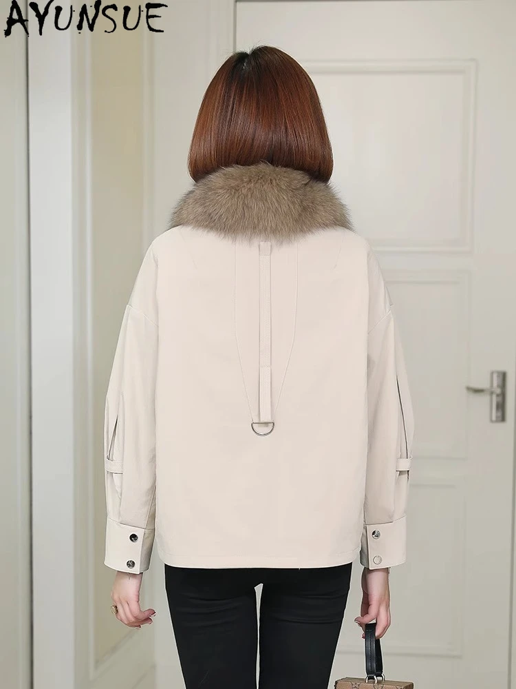 معطف فرو المنك الحقيقي من AYUNSUE ملابس شتوية للنساء بياقة من فراء الثعلب سترة بطانة قابلة للفصل معطف فرو حقيقي معاطف نسائية معاطف Palldtt Жengarško #3
