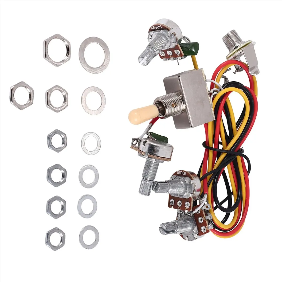 Y742A 핫 기타 배선 하네스 프리와이어드 2 볼륨 2 톤 4-500k 포트 LP 기타용