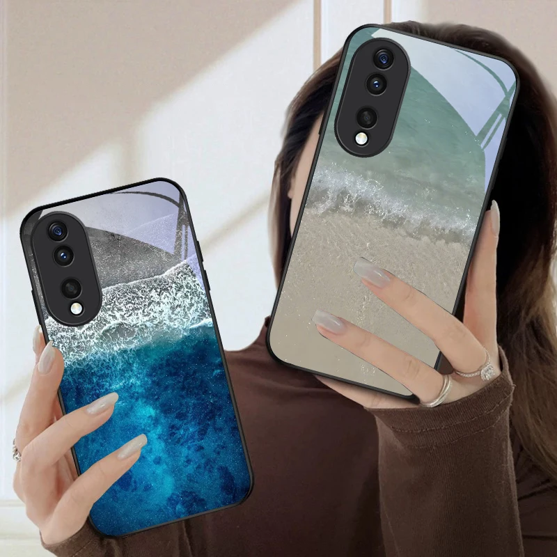 

The surging white waves For Honor Magic 4 5 6 Pro 7 X6 X9c X9 X6b X8 X9b X5b X8b 30 Pro+ 50 Pro 70 90 200 Lite Glass Phone Case