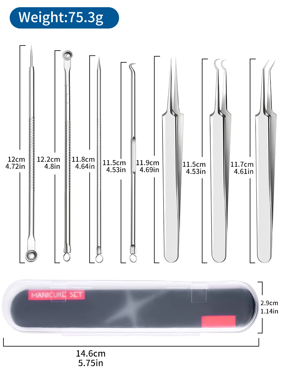 Acne Needle 7-Piece Blackhead Removal Kit,Acne Extractor, Acne Cleaning Kit Rugged Stainless Steel For Both Men And Women