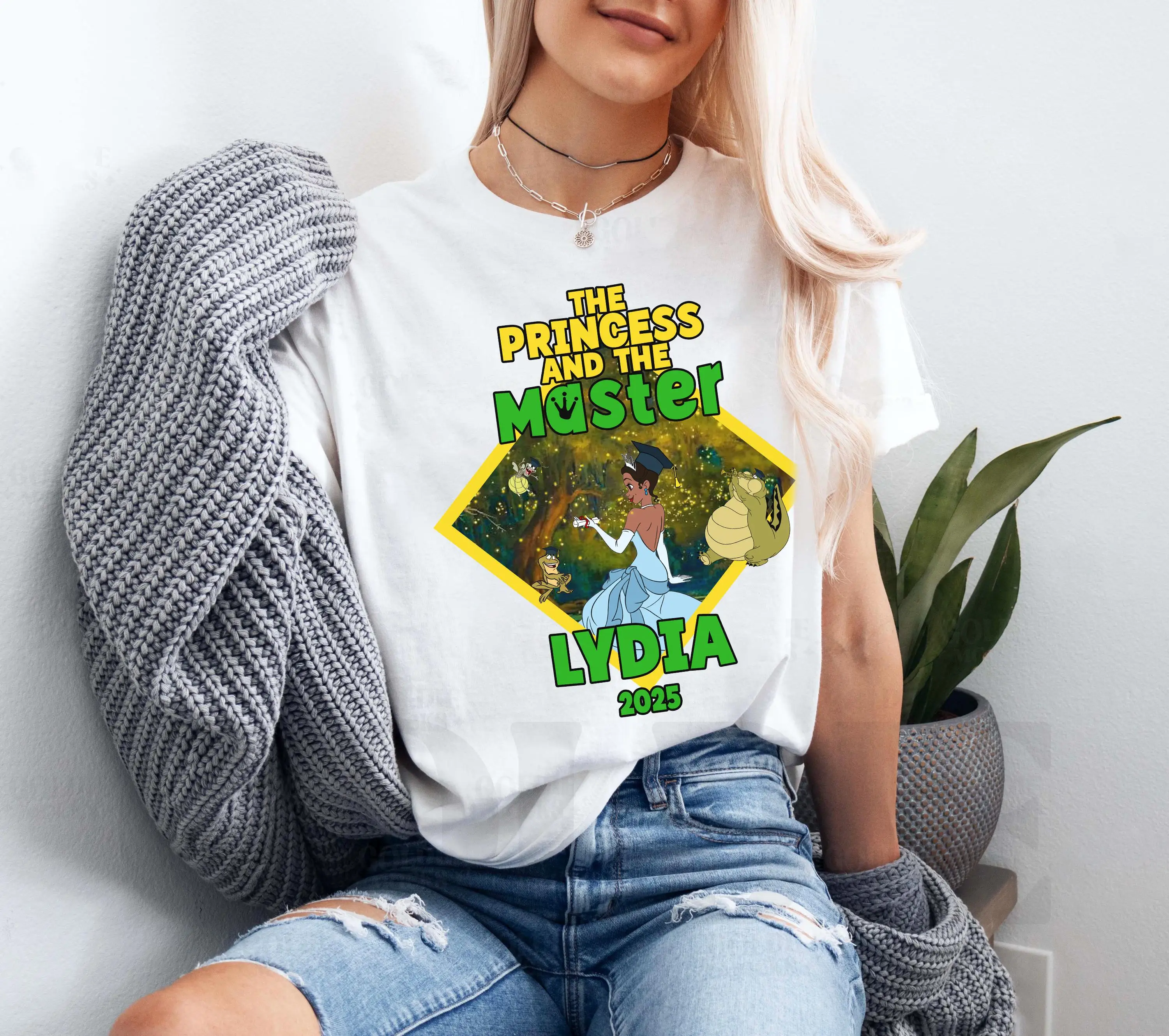 تي شيرت مخصص لأميرات ديزني تيانا ودبلوم 2025، قميص مخصص للتخرج من ديزني للسفر الراقية، قميص مخصص لتخرج الأميرة #5