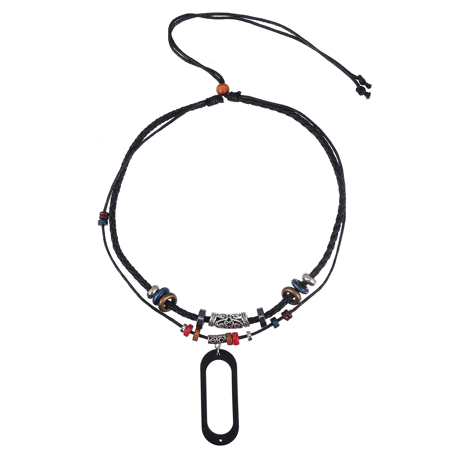 1 szt. Ręcznie robiony retro pleciony sznurek do naszyjnika, uniwersalny sznurek silikonowy premium do smartbandów, regulowany pasek dekoracyjny