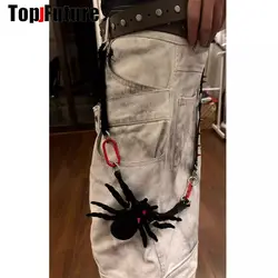 Y2K Girl Gothic Women Men Steampunk Metal Waist Chains Hip Hop Punk Harajuku spider Choker Keychain Trendy Jeans Accessories