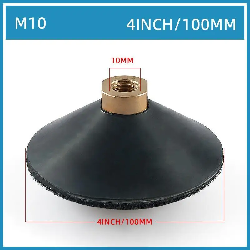 1 Stück 3“ 4“ Gummi-Schleifpad mit M10 M14 M16 Gewinde, bogenförmiges Klett-Schleifpad, Polier-Schleifpad, Halterung – Detail 5