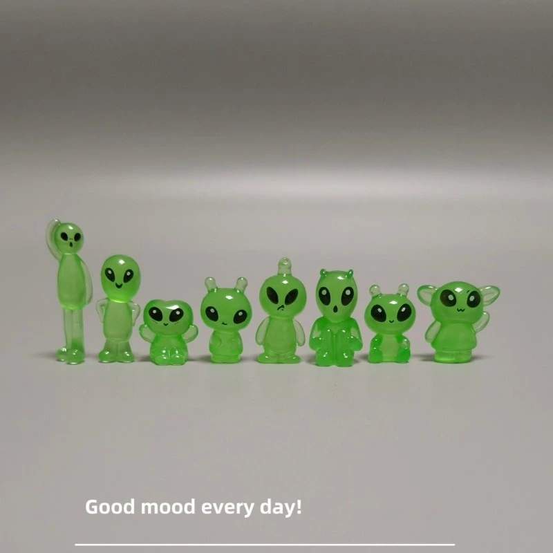 8pcs Cute Glow In The Dark Alien Figurines Luminous Ghost Elf Mini Figurines Desktop Landscape Relief Mood Calming Ornaments