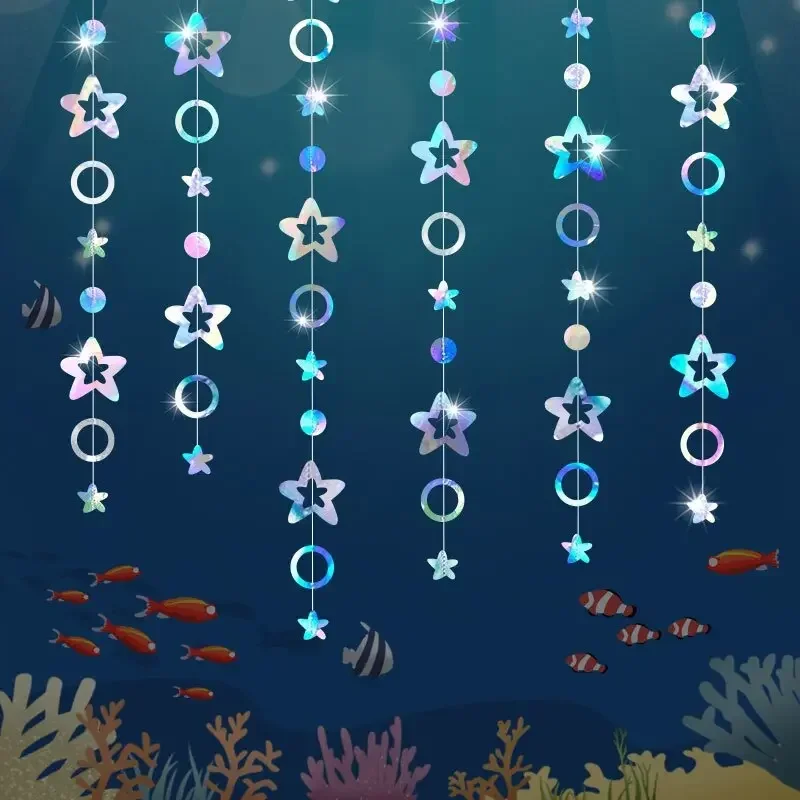 Ocean Themed Decoration Ocean Fish And Starfish Paper Garland Pendant Birthday Party Decoration Hanging Colored Banners Decorat