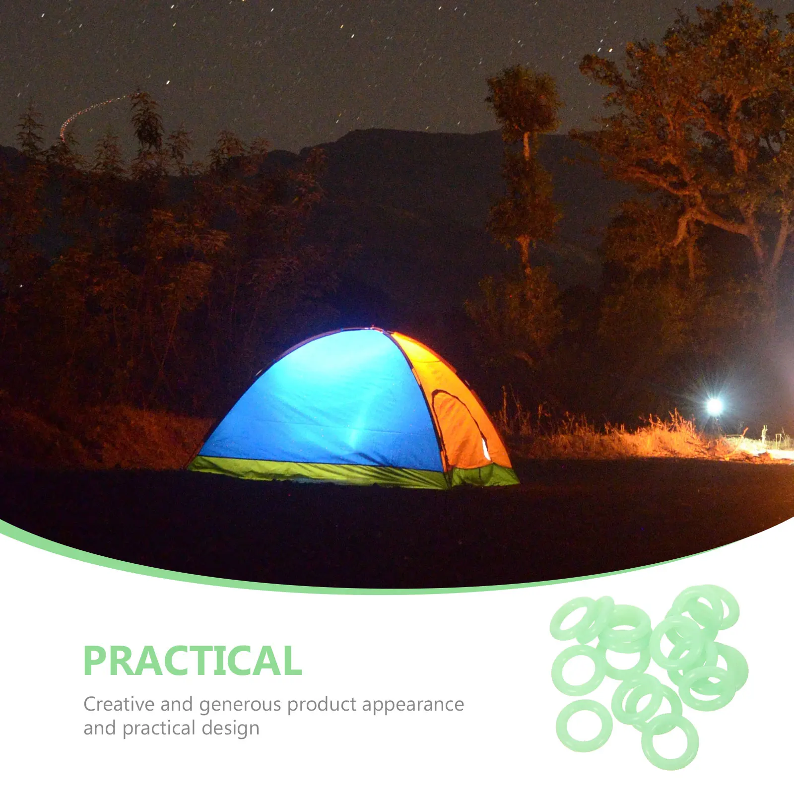 

150Pcs Night Glowing Tent Peg Ring Resistance Compact Design Practical Tent Accessories Fluorescent Rings