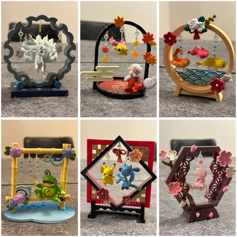 Figura original de Pokémon, colección de campanas de viento, Politoed Alolan Ninetales, Pikachu y Darumaka, Gyarados, Froslass, juguetes modelo de anime