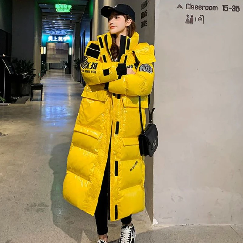 

2023 Winter New Embroidered Down Cotton-Padded Coat Women Mid-Length Overcoat Hooded Parkas Warm Overcoat Thickened Jacket