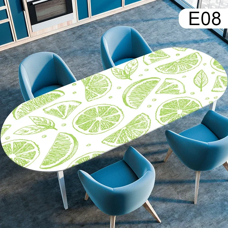 Oval Elastic Tablecloth Plants Printing Waterproof Oil-Proof Home Decor Dining Cloth Table Outdoor Camping Picnic Table Cover