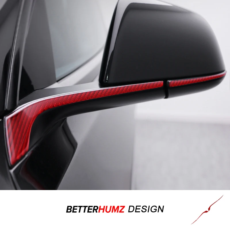 Für Tesla Modell 3 Highland 2024 Modell Y Juniper Carbon Faser Rückspiegel Dekoration Streifen Schützen Aufkleber Auto Zubehör