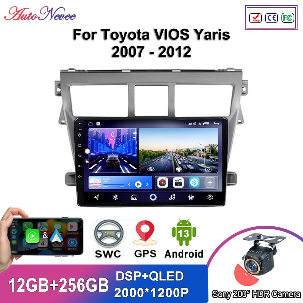 

Android 13 Multimedia For Toyota VIOS Yaris 2007 2008 2009 2010 - 2012 Car Player GPS Stereo Navigation Radio Screen Head Unit