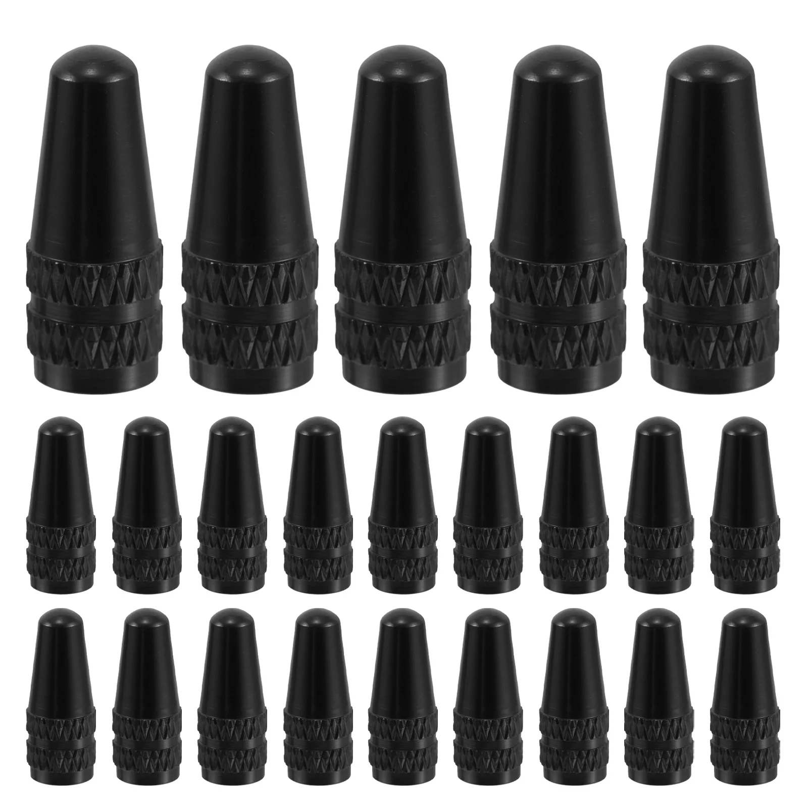 

50pcs French Valve Caps 0.67"X0.22" Black Aluminum Alloy Tire Valve Stem Caps Waterproof Dustproof For Mountain Road Electric