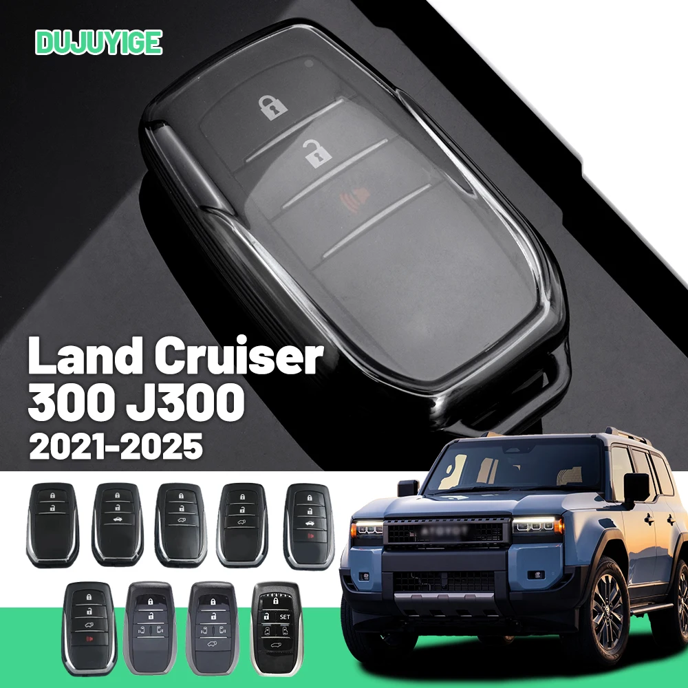 

Прозрачный чехол для автомобильного ключа из ТПУ для Toyota Land Cruiser 300 J300 2021-2026, защитный чехол для ключа, автоаксессуары 2022 2023 2024