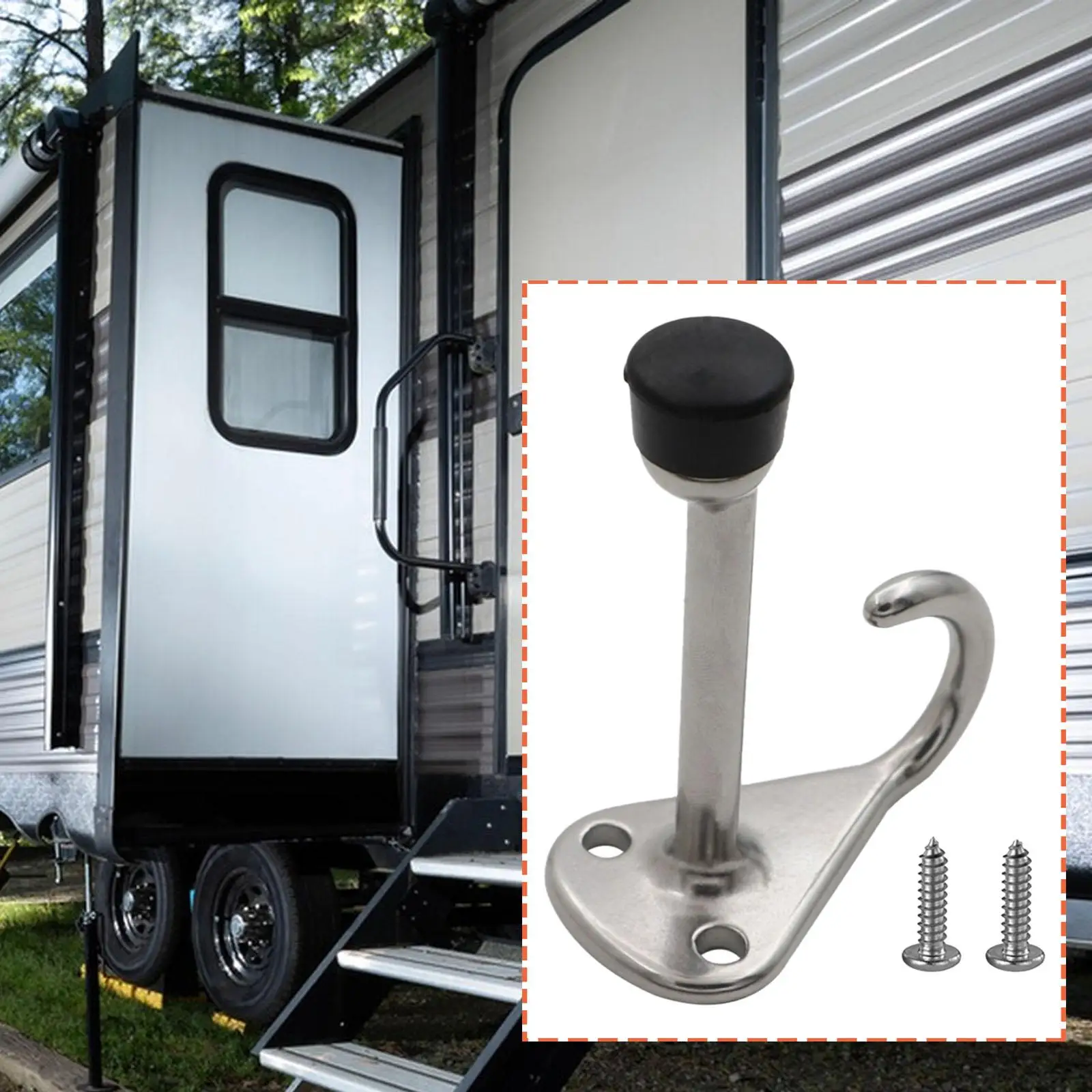 

Motorhome RV Door Holder Steel Stopper with Hook for Trailer Boat Yacht Adjustable Floor Wall Mounting
