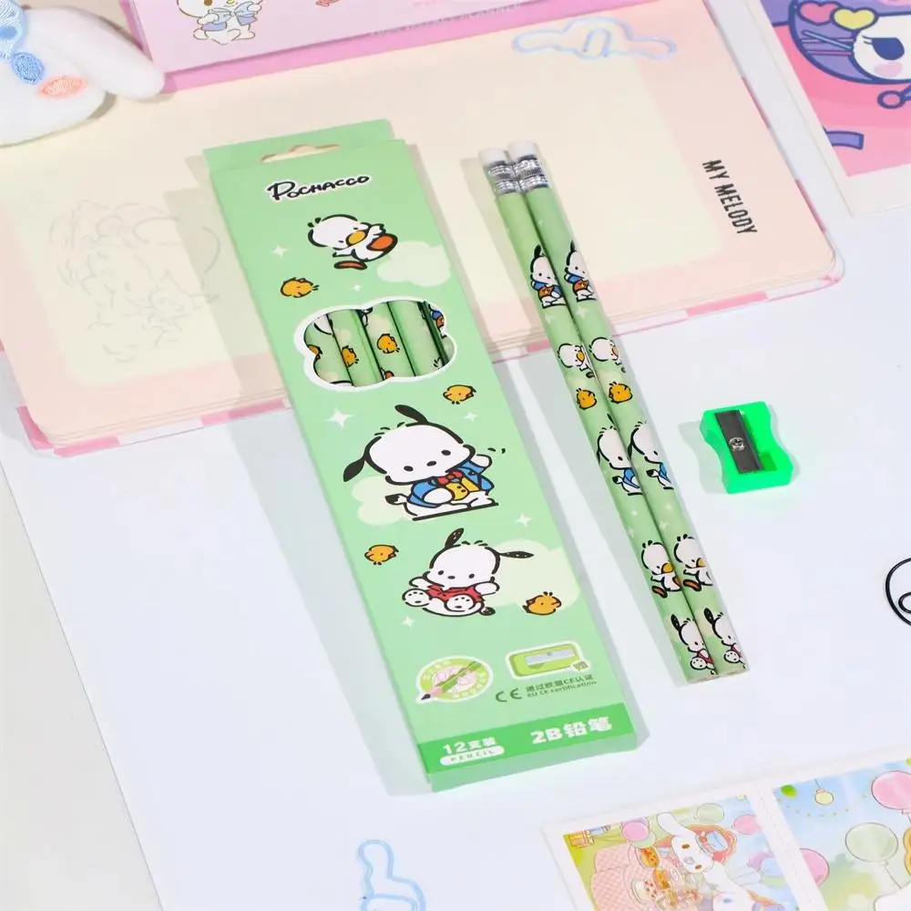 Sanrio Pencil 2B Student Stationery Kuromi Melody Children Stationery Graphite Pencil Box Cartoon Stationery Not Easily Damaged