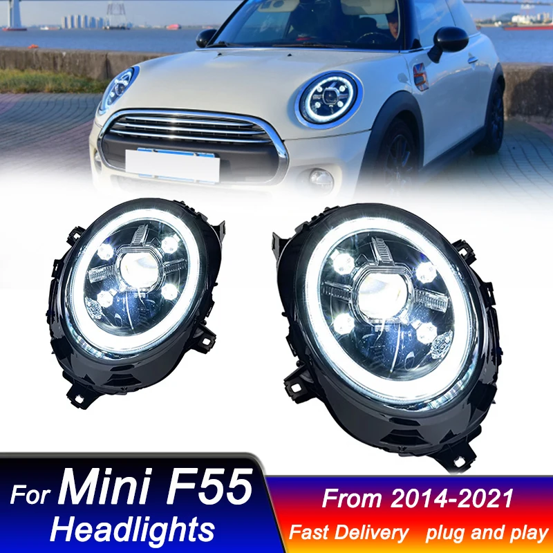 

Стайлинг автомобиля фары для BMW Mini F55 F56 2014-2021 новый стиль светодиодный DRL динамический сигнал фара Bi Xenon Beam аксессуары Фары